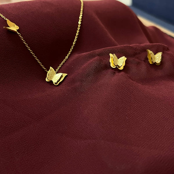Double  Butterfly Pendant & Earrings