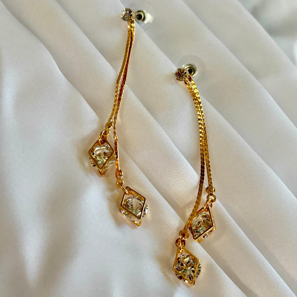 Diamond Long Pearl Earrings